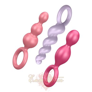 Набор анальных игрушек - Satisfyer Plugs colored (set of 3) - Booty Call, макс. диаметр 3см