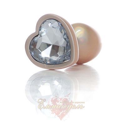 Анальная пробка - Plug-Jewellery Pearl Gold Heart PLUG- Clear S 64-00135 фото