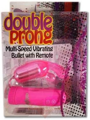 Vibration stimulator - Double Prong Bullet, Clear Pink