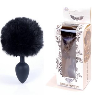 Анальная пробка - Jawellery Silikon PLUG Bunny-Tail Black, S