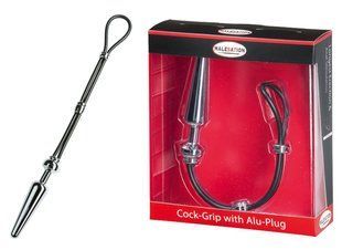 Эрекционное кольцо с пробкой - MALESATION Cock-Grip mit Alu-Plug mittel, schwarz 614000257823 фото