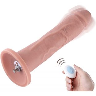 Фаллоимитатор 10.2″ с вибрацией для секс-машин - Hismith Silicone Dildo with Vibe, съемный коннектор KlicLok, пульт ДУ