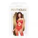 Бодистокинг с вырезом на животе Penthouse Hot Nightfall красный S/L &ndash; эротический комбинезон-сетка с поясом и чулками SO4395 фото 5