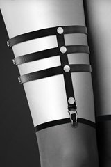 Гартер на ногу - Bijoux Pour Toi - 3 THONGS Black, сексуальная подвязка, экокожа