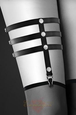 Garter on his feet - Bijoux Pour Toi - 3 THONGS Black, Sexy garter, eco leather