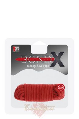 Мотузка для бондажа - BONDX LOVE ROPE - 10M, RED