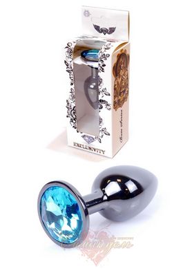 Анальная пробка - Jewellery Dark Silver PLUG Dark Light Blue, S