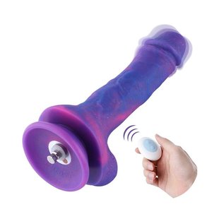 Фаллоимитатор 8.2″ с вибрацией для секс-машин - Hismith Purple Silicone Dildo with Vibe, съемный коннектор KlicLok, пульт ДУ