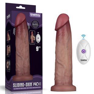 Реалістичний вібратор Vibrating Sliding Skin Pro II Dual Layer Silicone Dong 9" Flesh 6452LV417113 фото