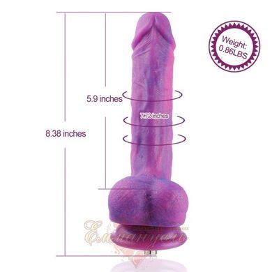Фалоімітатор 8.2″ з вібрацією для секс-машин - Hismith Purple Silicone Dildo with Vibe, знімний конектор KlicLok, пульт ДУ