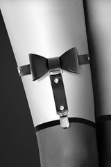 Гартер на ногу - Bijoux Pour Toi - WITH BOW Black, сексуальная подвязка с бантиком, экокожа