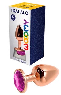 Анальная пробка - Wooomy Tralalo Rose Gold Metal Plug Magenta S, диаметр 2,8 см, длина 7 см