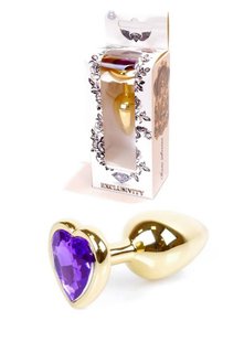 Анальная пробка - Jewellery Gold Heart PLUG purple, S