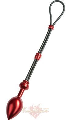 Эрекционное кольцо с пробкой - MALESATION Cock-Grip with aluminum plug, large, red