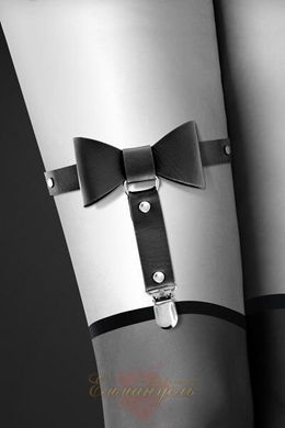 Garter on his feet - Bijoux Pour Toi - WITH BOW Black, Sexy garter with bow, eco leather