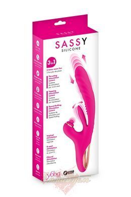 Вибратор-кролик 3в1 Yoba Sassy, вибрация, пульсация, подвижный отросток SX3986 фото