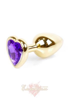Анальная пробка - Jewellery Gold Heart PLUG purple, S