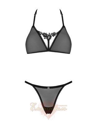 Obsessive Celia Noir Sexy Lingerie Set XS/S &mdash; Sheer Mesh Bra and Thong, Black, 2-Piece SO7865 &mdash; photos