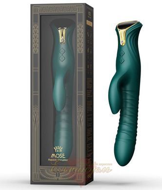 Пульсатор-кролик с вибрацией Zalo Mose Turquoise Green, нагрев до 42&deg;, кристалл Swarovski SO8224 фото