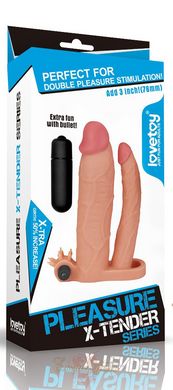 Насадка подвійна на член - Add 3" Pleasure X Tender Vibrating Double Penis Sleeve