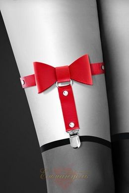 Garter on his feet - Bijoux Pour Toi - WITH BOW Red, Sexy garter with bow, eco leather
