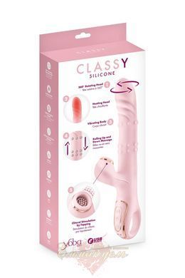 Вибратор-кролик 5в1 Yoba Classy, вибрация, ротация, пульсация, жемчужный массаж, нагревание SX3983 фото
