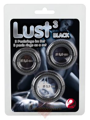 Набор колец - Lust 3 Penisringe black