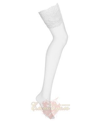 Чулки под пояс с широким кружевом - Obsessive 810-STO-2 stockings L/XL, белые SO7168 фото