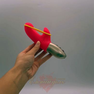 Минивибратор-кролик со стимулирующей лентой - Fun Factory AMORINO pink/neon yellow, съемная лента SX0946 фото
