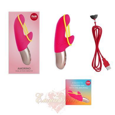 Минивибратор-кролик со стимулирующей лентой - Fun Factory AMORINO pink/neon yellow, съемная лента SX0946 фото