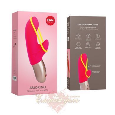 Минивибратор-кролик со стимулирующей лентой - Fun Factory AMORINO pink/neon yellow, съемная лента SX0946 фото