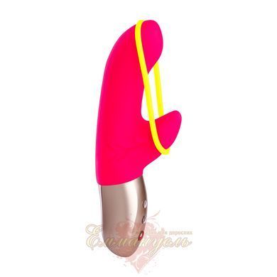 Минивибратор-кролик со стимулирующей лентой - Fun Factory AMORINO pink/neon yellow, съемная лента SX0946 фото