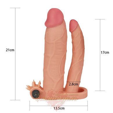 Насадка подвійна на член - Add 3" Pleasure X Tender Vibrating Double Penis Sleeve