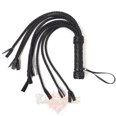 Flogger Cat, 9 braided tails 50 cm each, black color SO5187 &mdash; photos