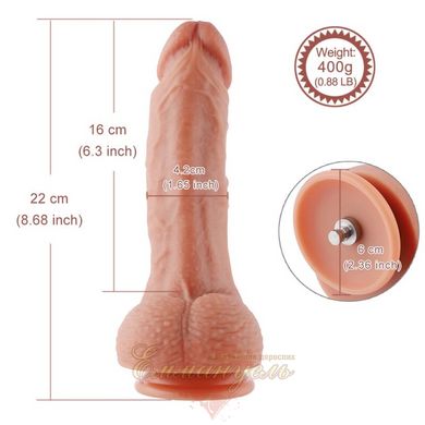 Ultra Realistic Dildo for Sex Machines - Hismith 8.3″ 2-layers Silicone Flesh Dildo, Dual Layer, KlicLok System
