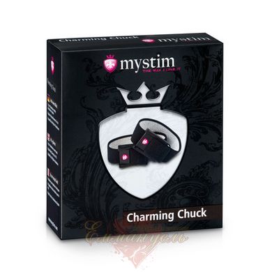 Утяжка для пеніса - Mystim Charming Chuck, два регульованих текстильних ременя з електродами