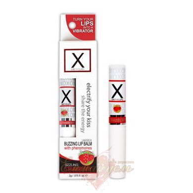 Стимулюючий бальзам для губ унісекс Sensuva - X on the Lips Strawberry з феромонами