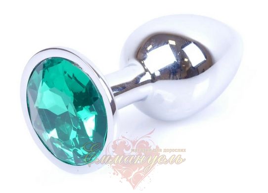 Анальная пробка - Boss Series - Jewellery Silver PLUG Green S