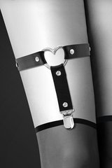 Garter on his feet - Bijoux Pour Toi - WITH HEART Black, Sexy garter with heart, eco leather
