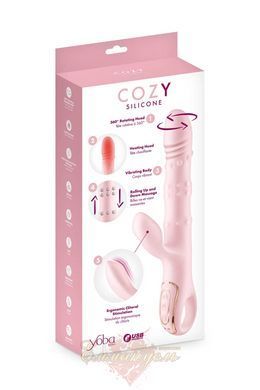 Вибратор-кролик 5в1 Yoba Cozy, вибрация, ротация, пульсация, жемчужный массаж, нагревание SX3984 фото