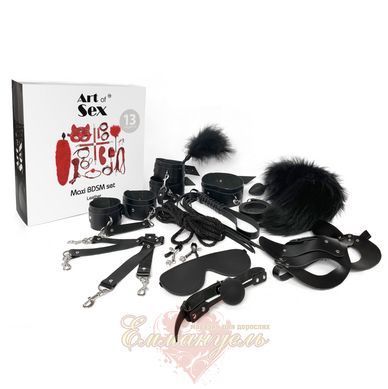 Набір BDSM Art Of Sex &ndash; Maxi BDSM Set Leather, 13 предметів, чорний, натуральна шкіра SO7139 фото