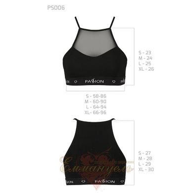 Sports top with transparent insert - Passion PS006 TOP M, black