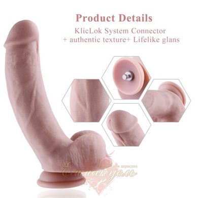 Silicone dildo for sex machines - Hismith 8.3″ Silicone Dildo, curved, KlicLok system