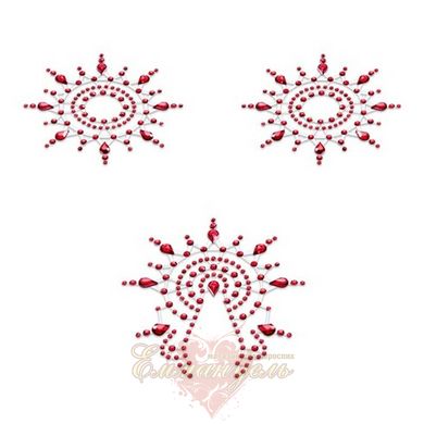 Пестіс з кристалів - Petits Joujoux Gloria set of 3 - Red, прикраса на груди і вульву