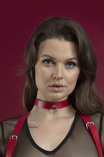 Feral Feelings Choker with Leash - Choker Red, Genuine Leather SO3428 &mdash; photos
