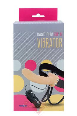 Страпон с вибрацией - Realistic Hollow Strap On Vibrator 8inch
