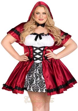 Erotic Little Red Riding Hood costume - Leg Avenue Gothic Red Riding Hood 1X–2X, dress, cape