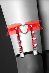 Гартер на ногу - Bijoux Pour Toi - WITH HEART AND SPIKES Red, сексуальная подвязка с сердечком