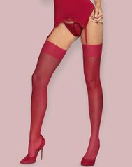 Панчохи - Obsessive S800 stockings ruby, S/M