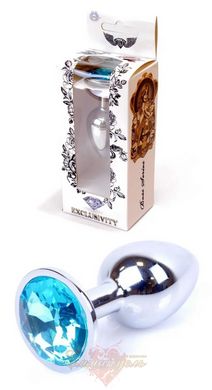 Анальная пробка - Boss Series - Jewellery Silver PLUG Light Blue S